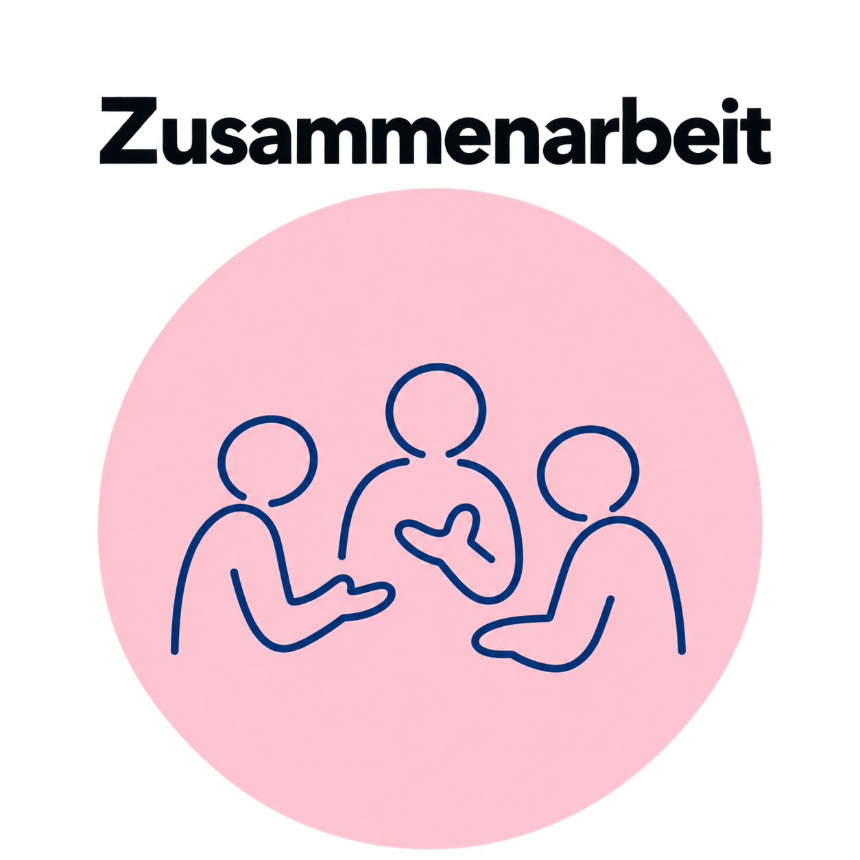 Piktogramm mit drei diskutierenden Personen