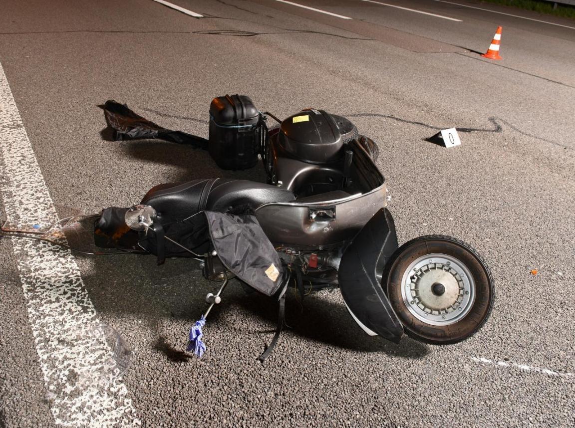 Unfallort: Das kollidierte Motorrad.