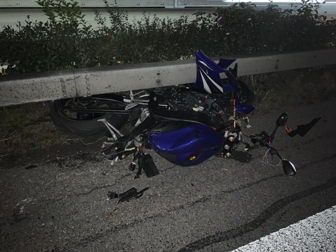 Unfallstelle:  Das beteiligte Motorrad.