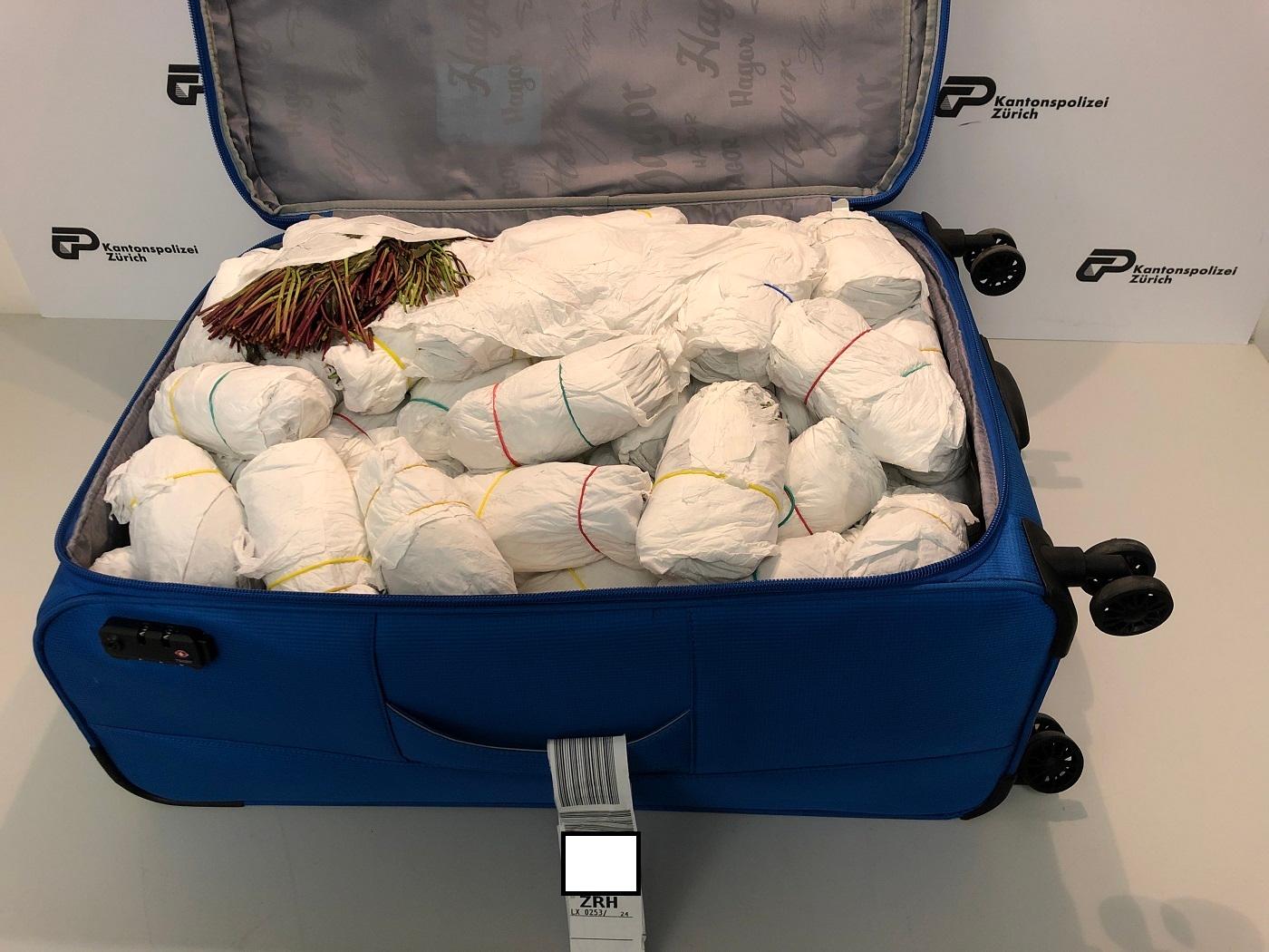 Ein Reisekoffer mit geschmuggeltem Khat.
