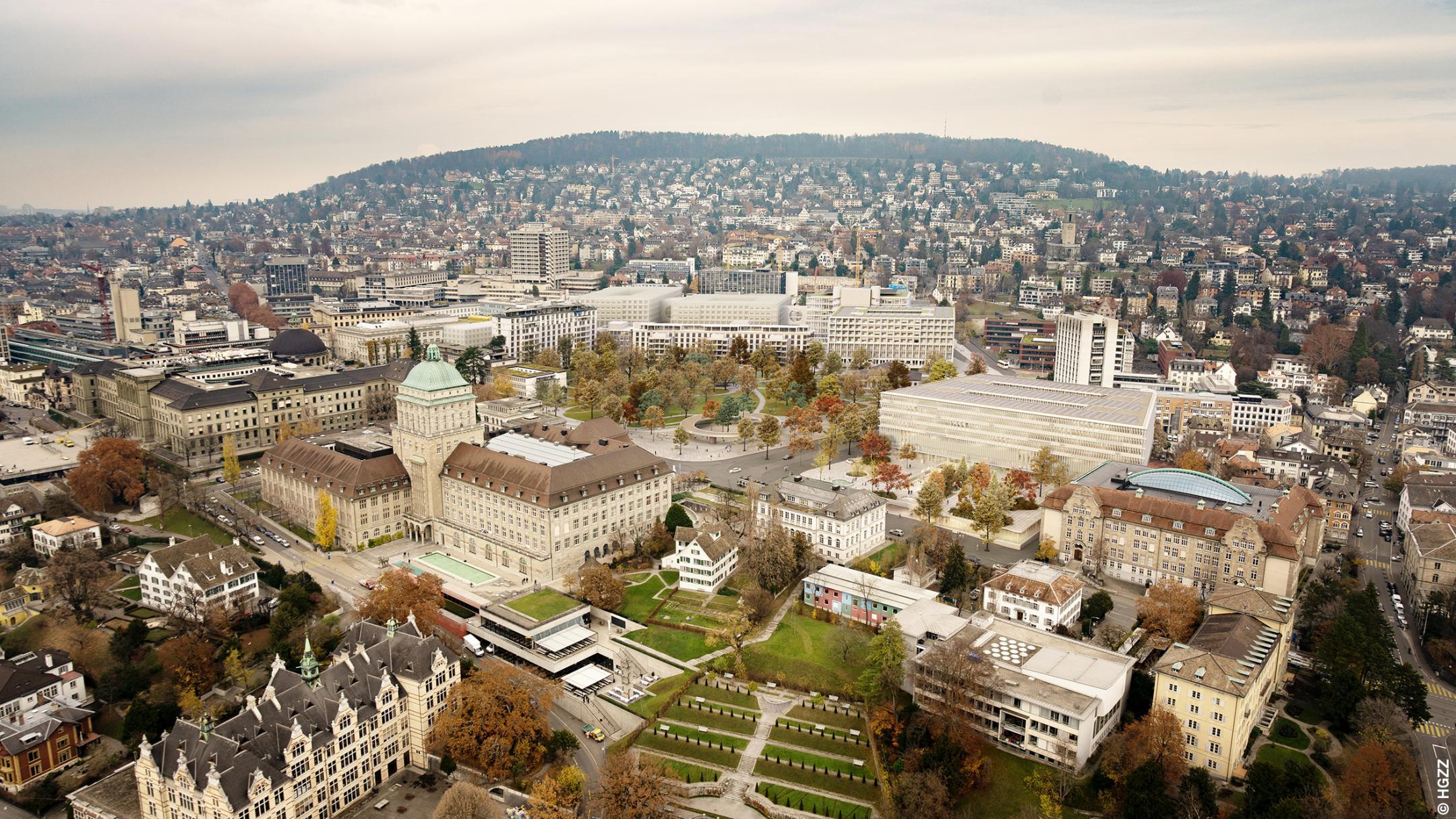 Das künftige Hochschulgebiet Zürich Zentrum: Vogelperspektive.