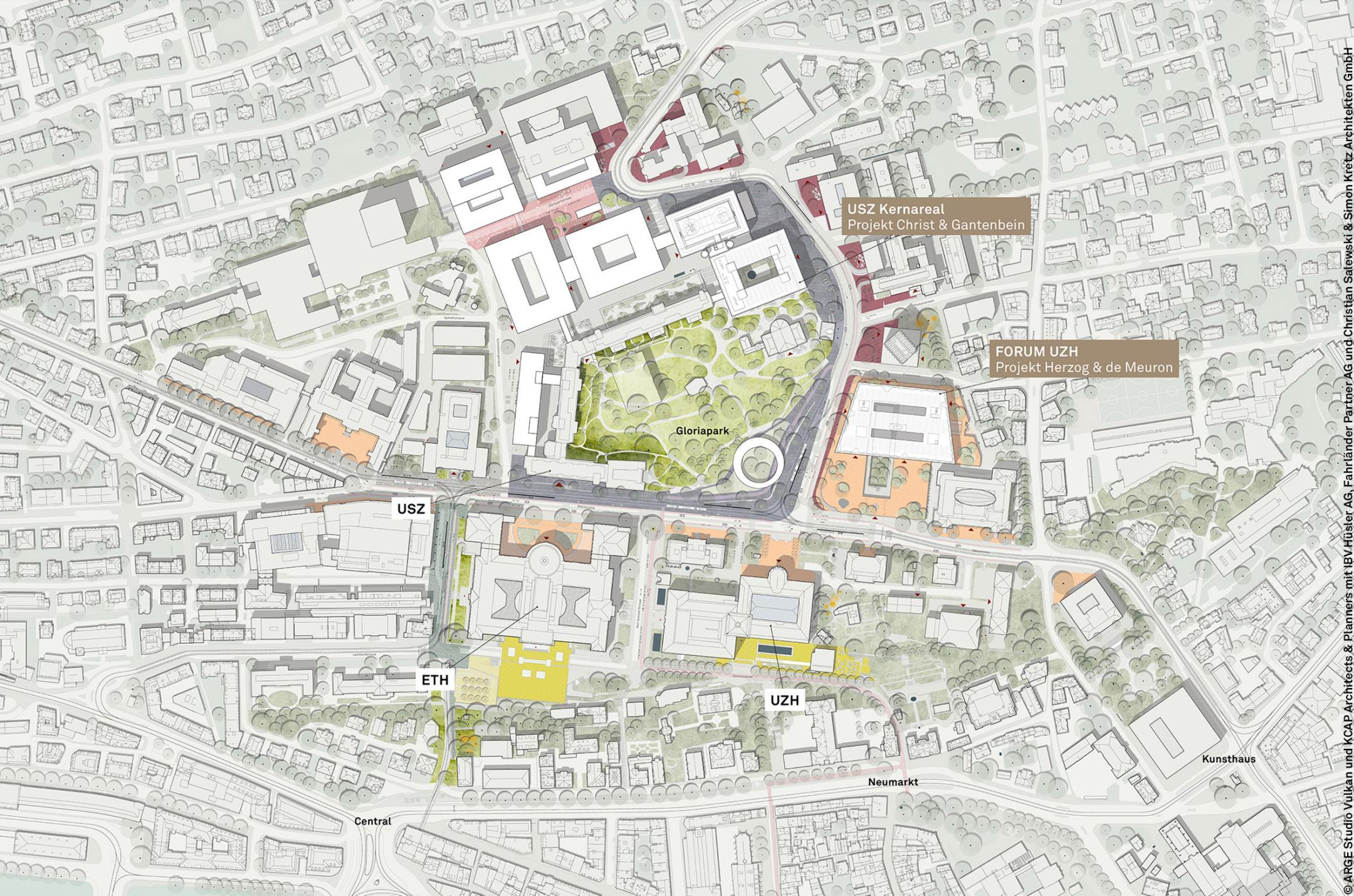 Das künftige Hochschulgebiet Zürich Zentrum: Übersichtplan - Weissbuch.
