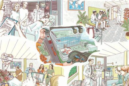 Illustration eines Spitals aus dem neuen Lehrmittel