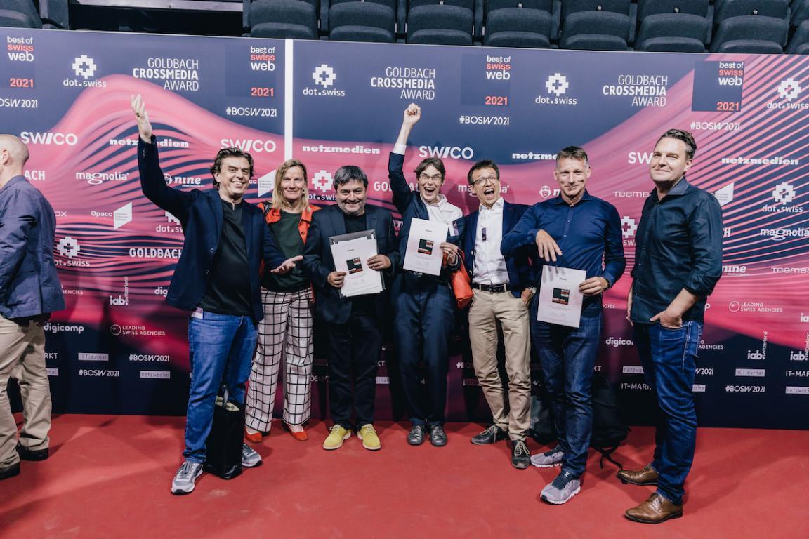 Roger Zedi, Product Owner ZHweb, Dr. Kathrin Arioli, Staatsschreiberin, Philippe Surber (Unic), Esther Brunner (Zeix), Benedikt Heil (Zeix), Thomas Weiss (Projektleiter), Fabian Oehler (One Inside).