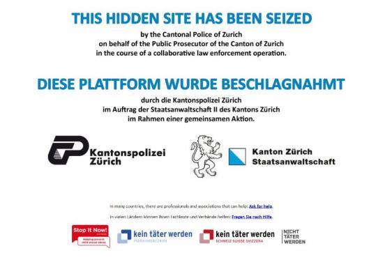 Information, dass Seite durch Polizei und Staatsanwaltschaft beschlagnahmt wurde