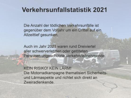 Grafik mit drei Hauptaussagen zur Verkehrsunfallstatistik Kanton Zürich 2021