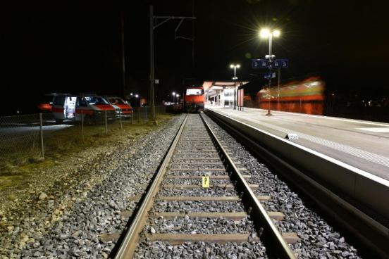 Stehender Zug nach Kollision im Bahnhof Wiesendangen