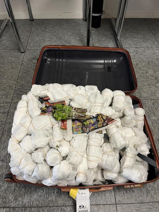 Einkoffer mit weiss eingepacktem Khat