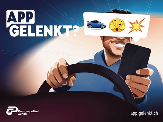 Kampagnenbild, Autofahrer ist am Smartphone