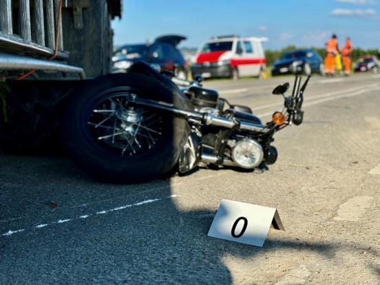 Motorrad in Unfallendlage