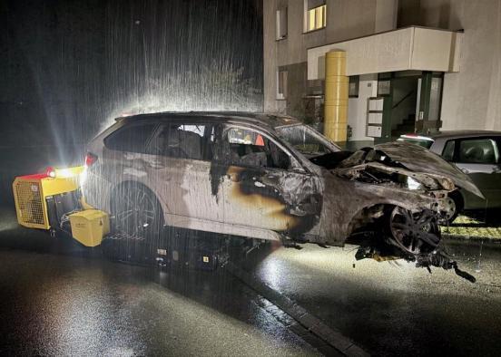 Auto auf Raupenstapler