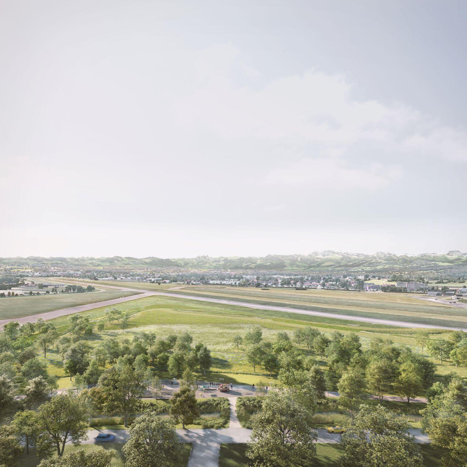 Die Visualisierung des Flugfeldparks aus der Vogelperspektive