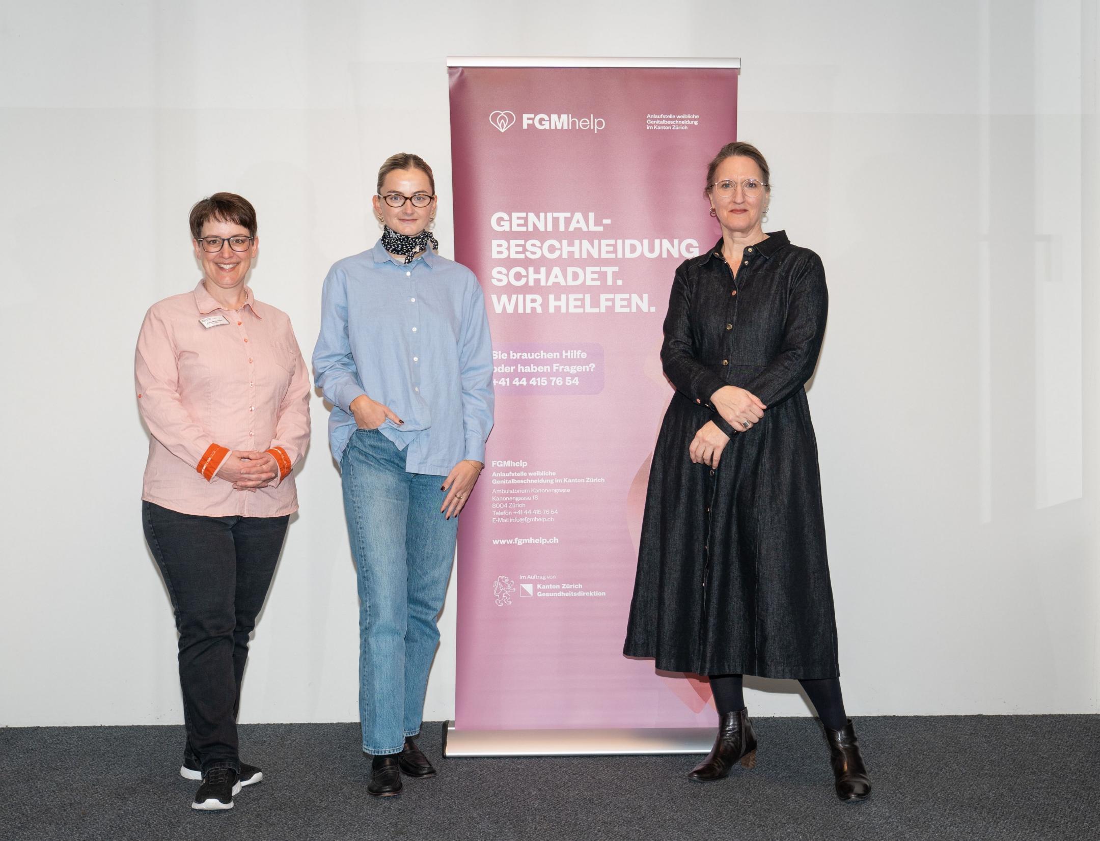 Das Team der Anlaufstelle weibliche Genitalbeschneidung im Kanton Zürich: Karin Bruppacher, Ann Schädler und Katja Theissen