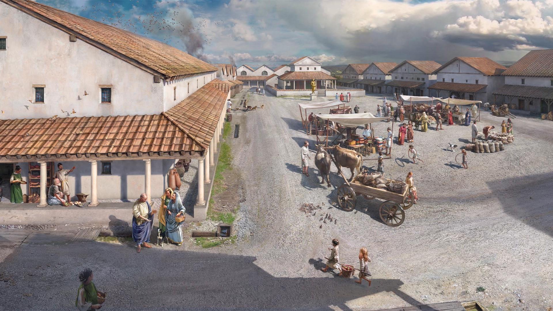 Visualisierung des Zentrumsquartiers der römischen Siedlung Vitudurum.