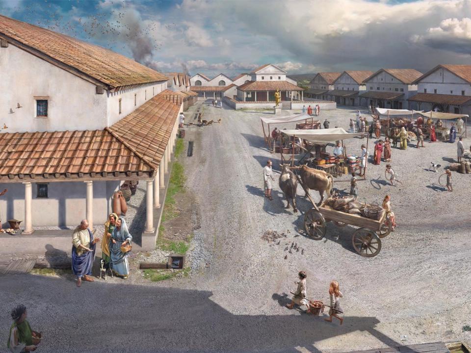 Visualisierung des Zentrumsquartiers der römischen Siedlung Vitudurum.