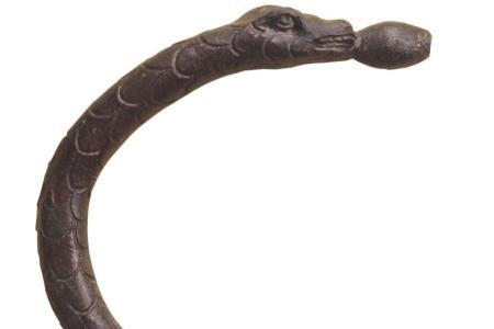 Fotografie eines Fragments einer Bronzeschlange.