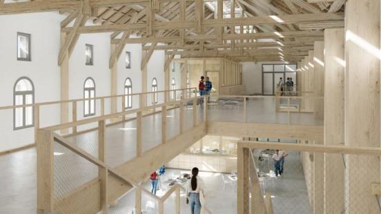 Visualisierung des Innenraums der Kantonsschule Uetikon am See.