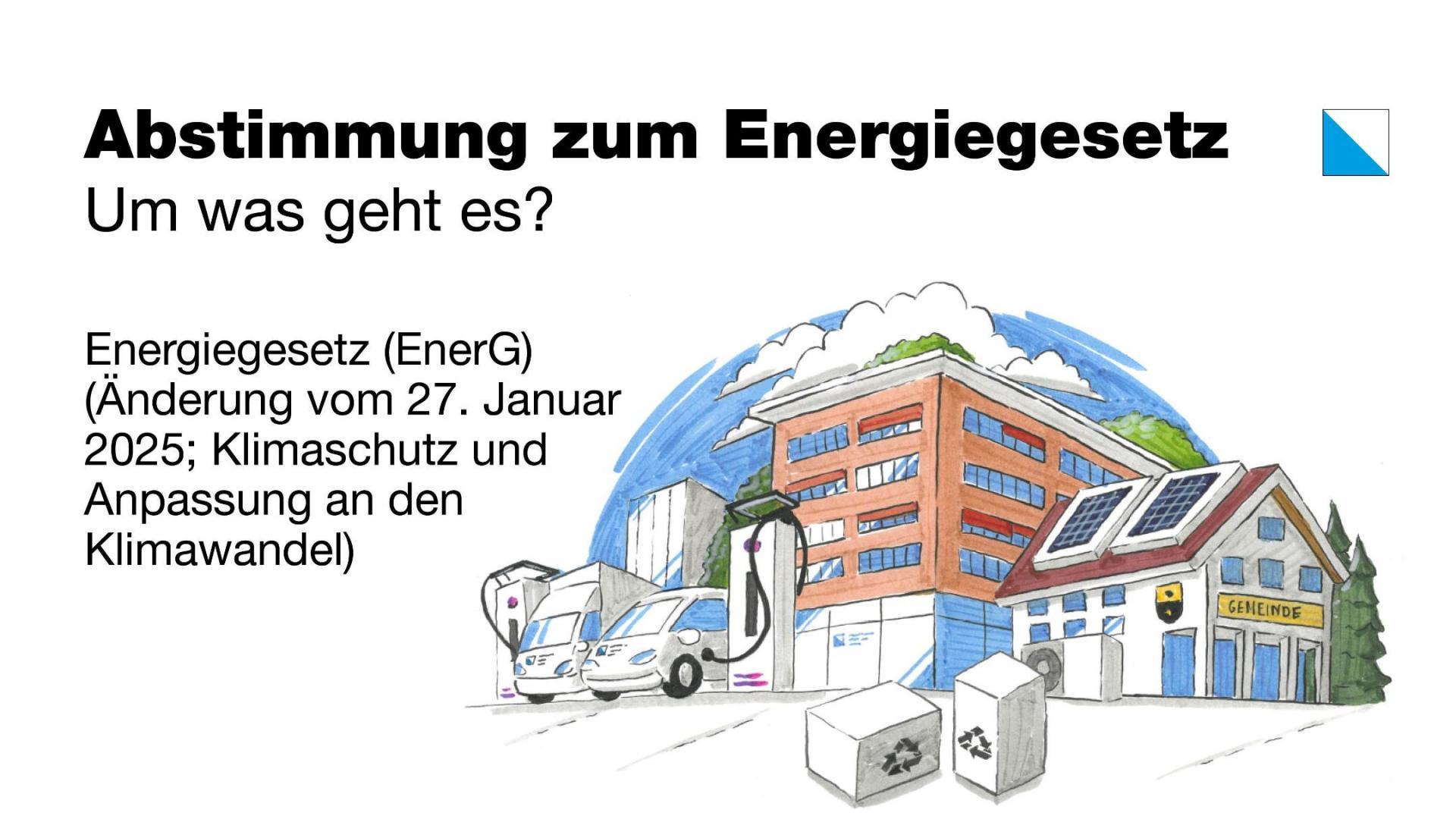 Teaserbild Energiegesetz und Titel der Vorlage