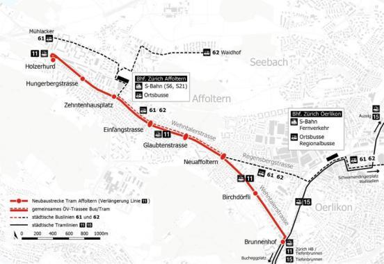 Übersichtsplan zum Tram Affoltern