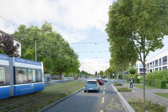 Visualisierung des Tram Affoltern beim Birchdörfli