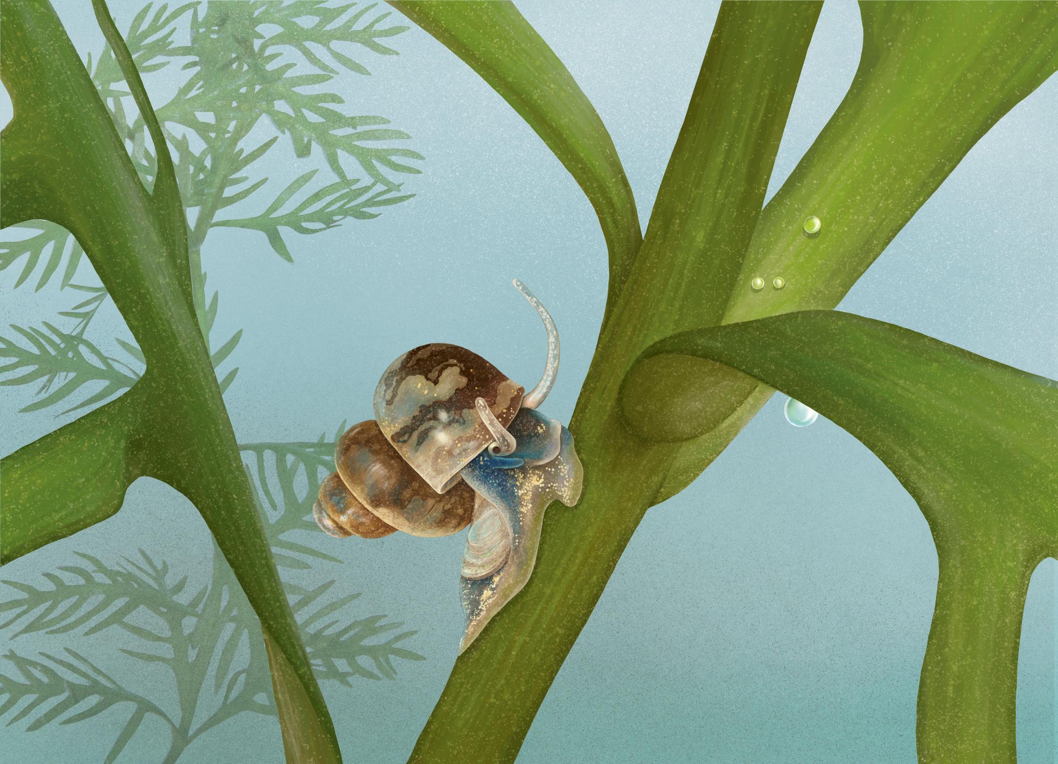 Illustration der Bauchigen Schnauzenschnecke.
