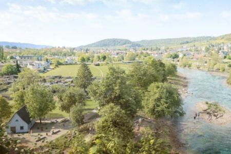 Visualisierung des Blicks vom künftigen Aussichtsturm [WB17.1]im Bereich Betschenrohr. 