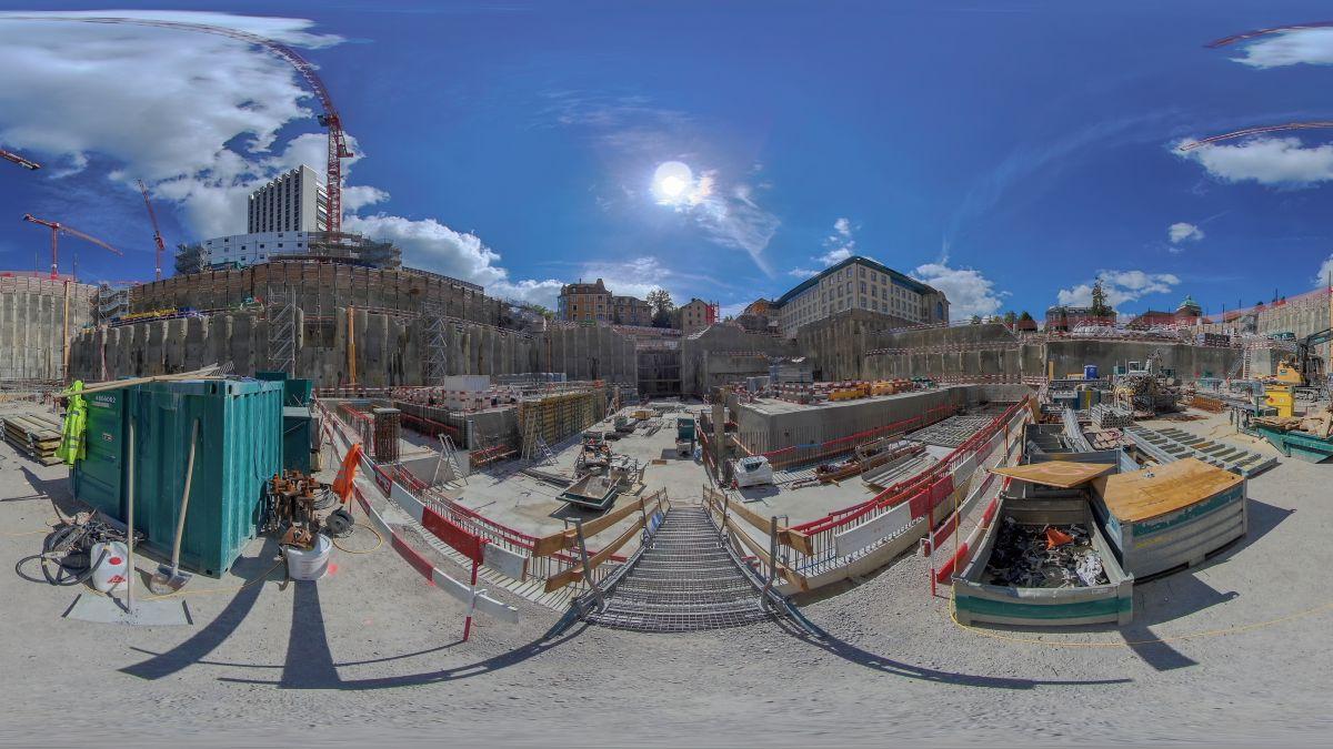 360-Grad-Bild aus der Baugrube.