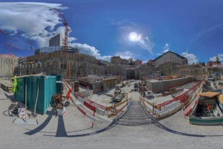 360-Grad-Bild aus der Baugrube.