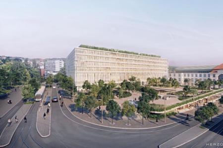 Visualisierung der Aussenansicht des FORUM UZH.