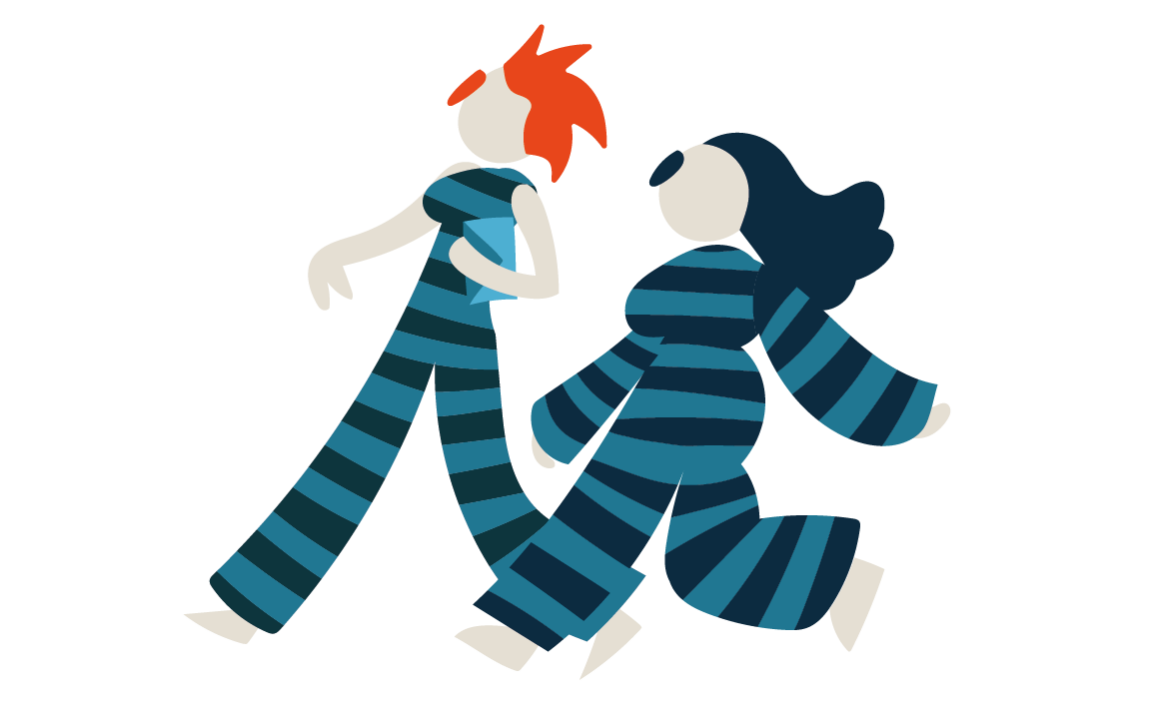 Grafik - Zwei Frauen in Gefängniskleidung