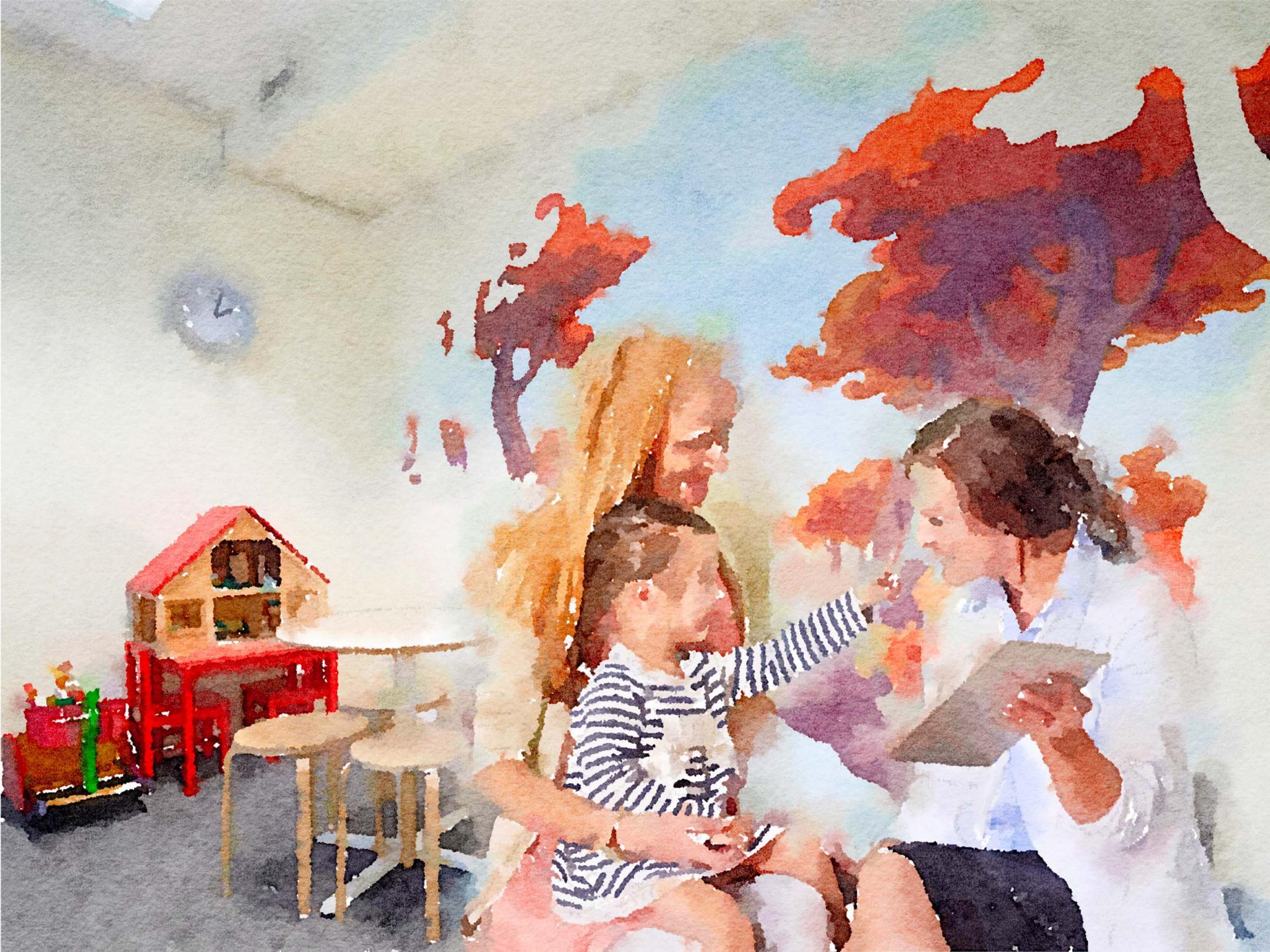 Eine Drittperson betreut Mutter und Kind im Besuchszimmer des Untersuchungsgefängnisses Dielsdorf.