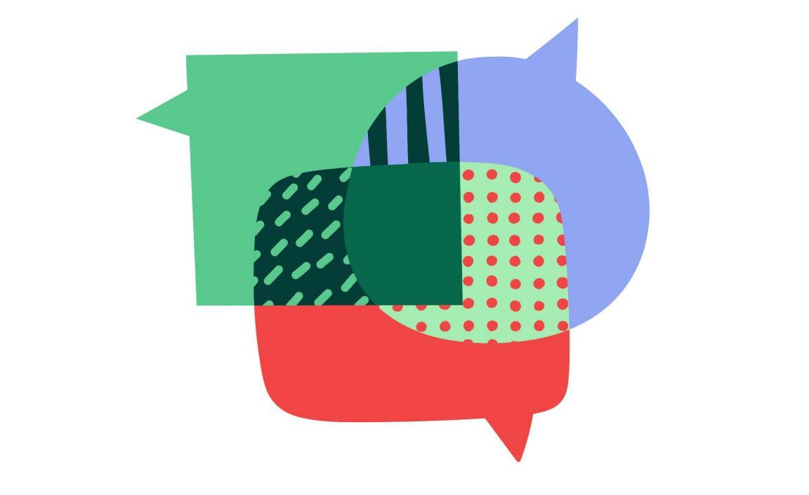 Farbige, sich überlappende Sprechblasen.