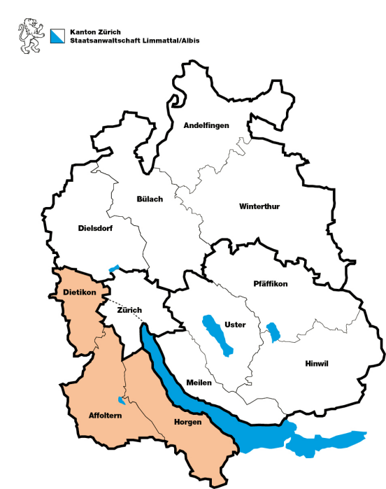Karte regionale Staatsanwaltschaft Limmattal/Albis