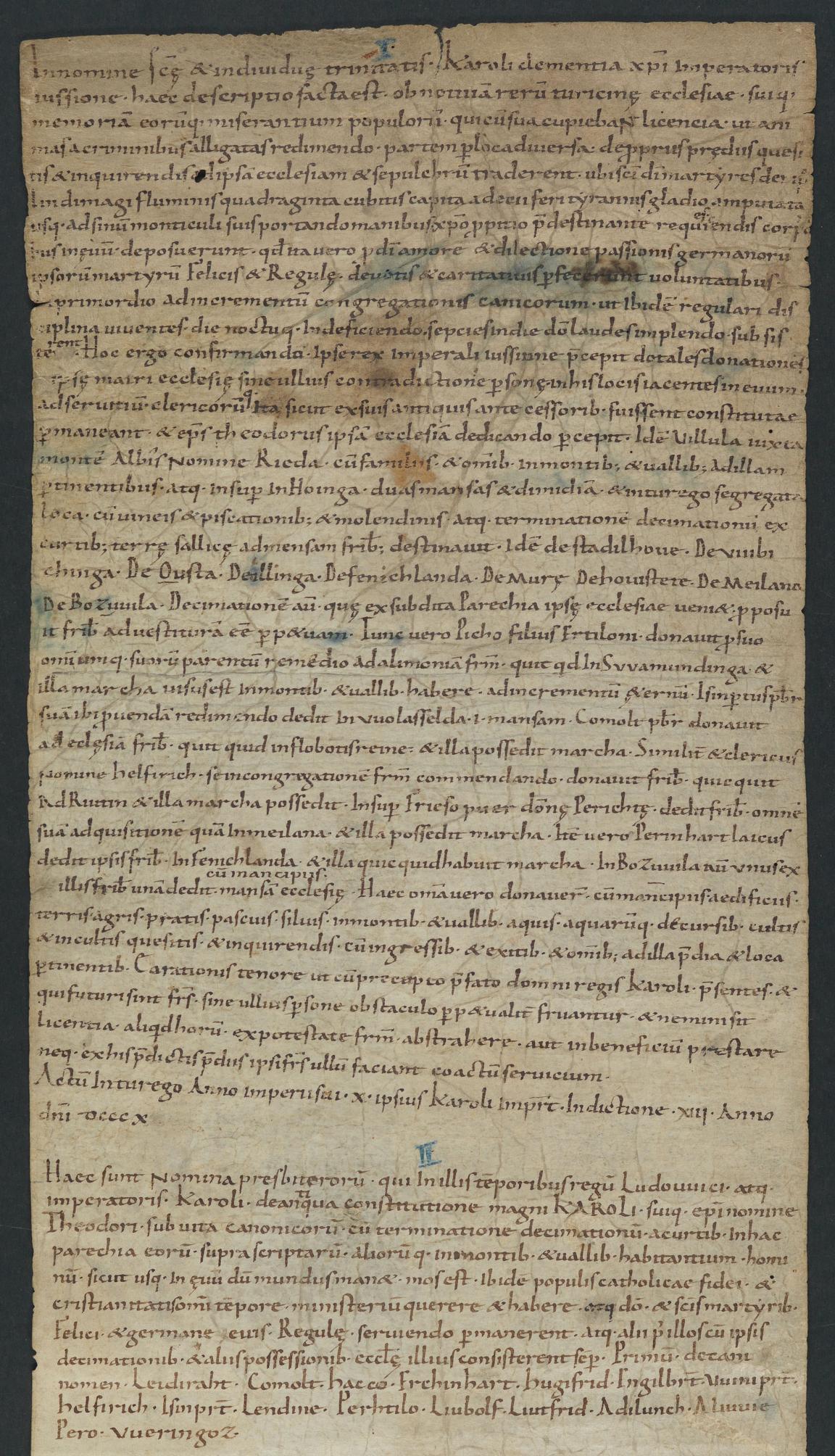 Lateinische Handschrift auf Pergamentbogen (karolingische Minuskel)