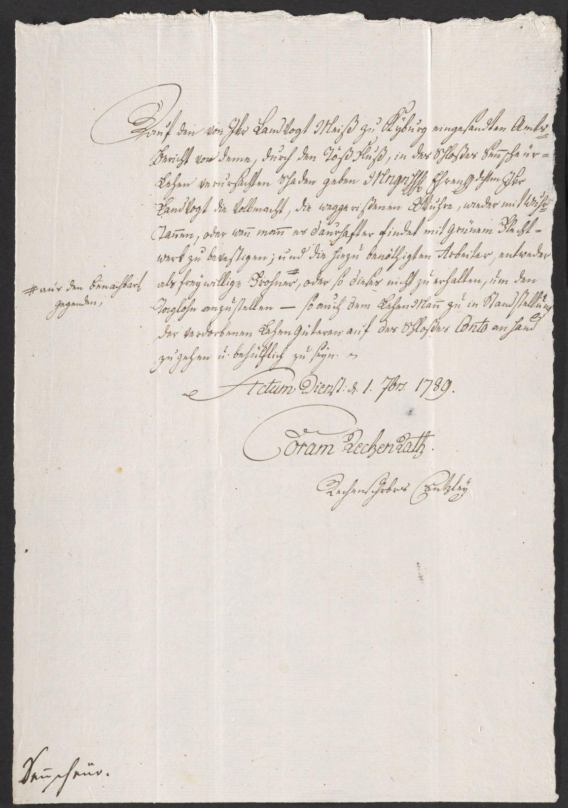 Geschwungene Handschrift des 18. Jahrhunderts