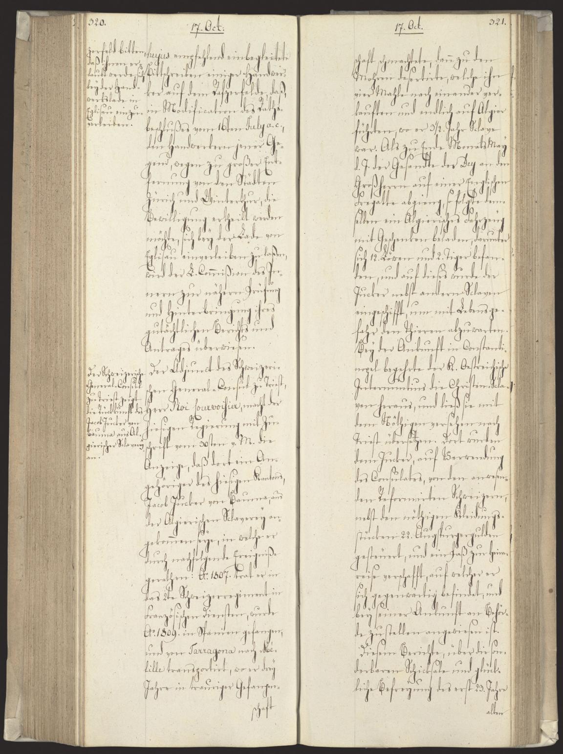 Handschriftlicher Eintrag im schmalen hohen Band mit Regierungsratsbeschlüssen