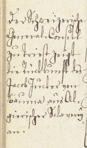 Handschriftlicher Titeleintrag am Rand des Beschlusses