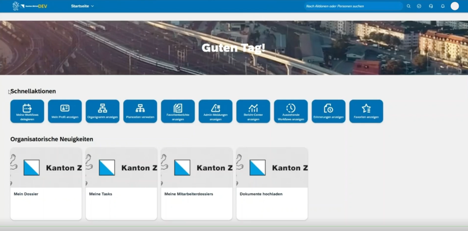 Startseite der künftigen HXM-Lösung.