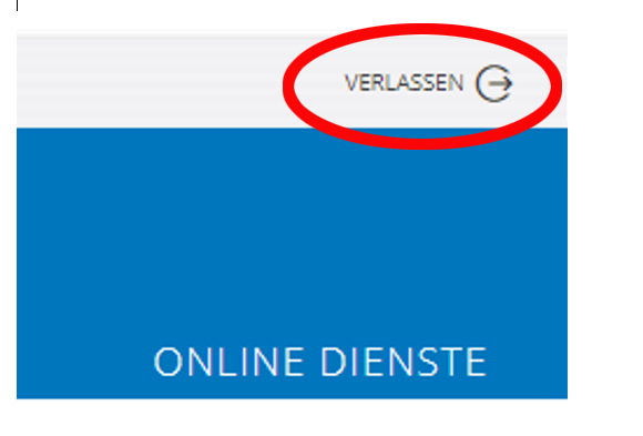 Das Bild zeigt den Printscreen des Buttons «Verlassen» des eGov-Portals