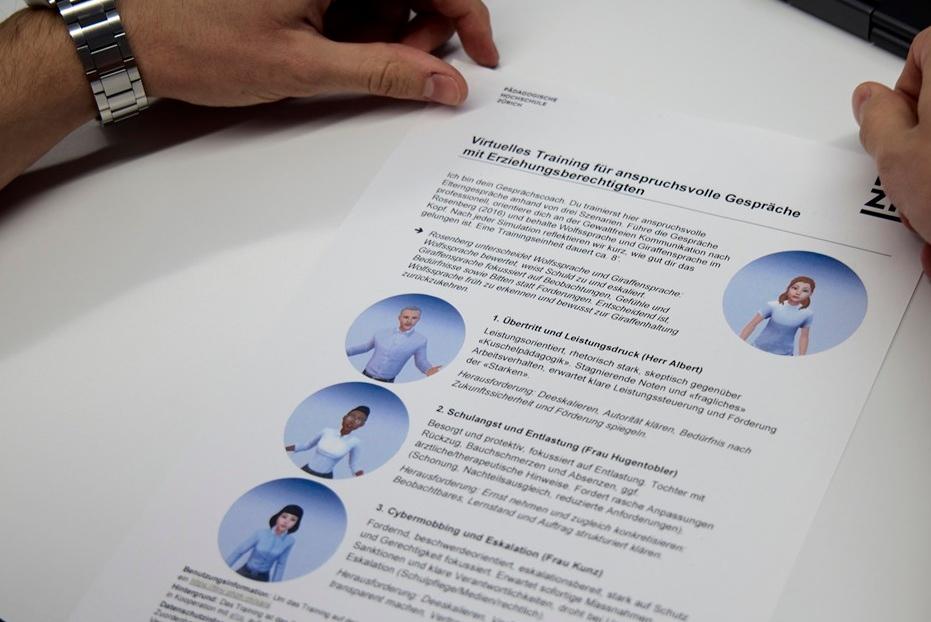 Ein Flyer über das virtuelle Training für anspruchsvolle Gespräche