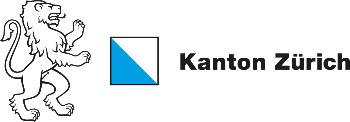 Logo Kanton Zürich mit Löwe, Flagge und Absendertext