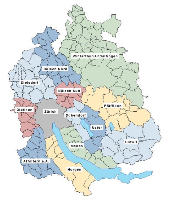 KESB-Kreise im Kanton Zürich
