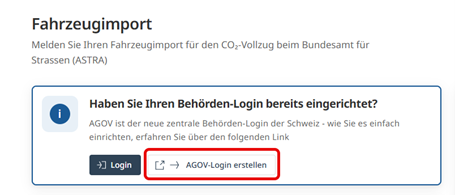Start einer neuen Importmeldung im ASTRA-Portal