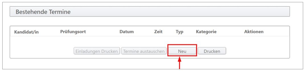 Printscreen des Terminplaners. Er zeigt die Termine neu hinzugefügt werden.