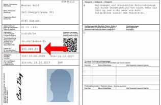 Markierung der Halternummer im Lernfahrausweis.