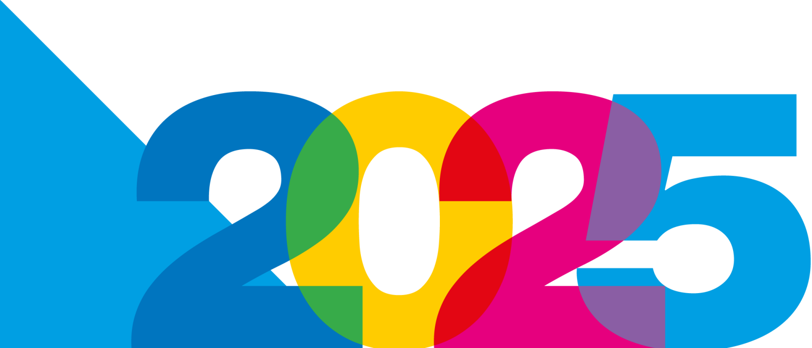 Jahreszahl 2025 in farbig