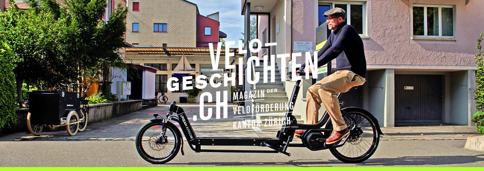 Sjoerd fährt ein schwarzes Longjohn Lastenvelo in Winterthur