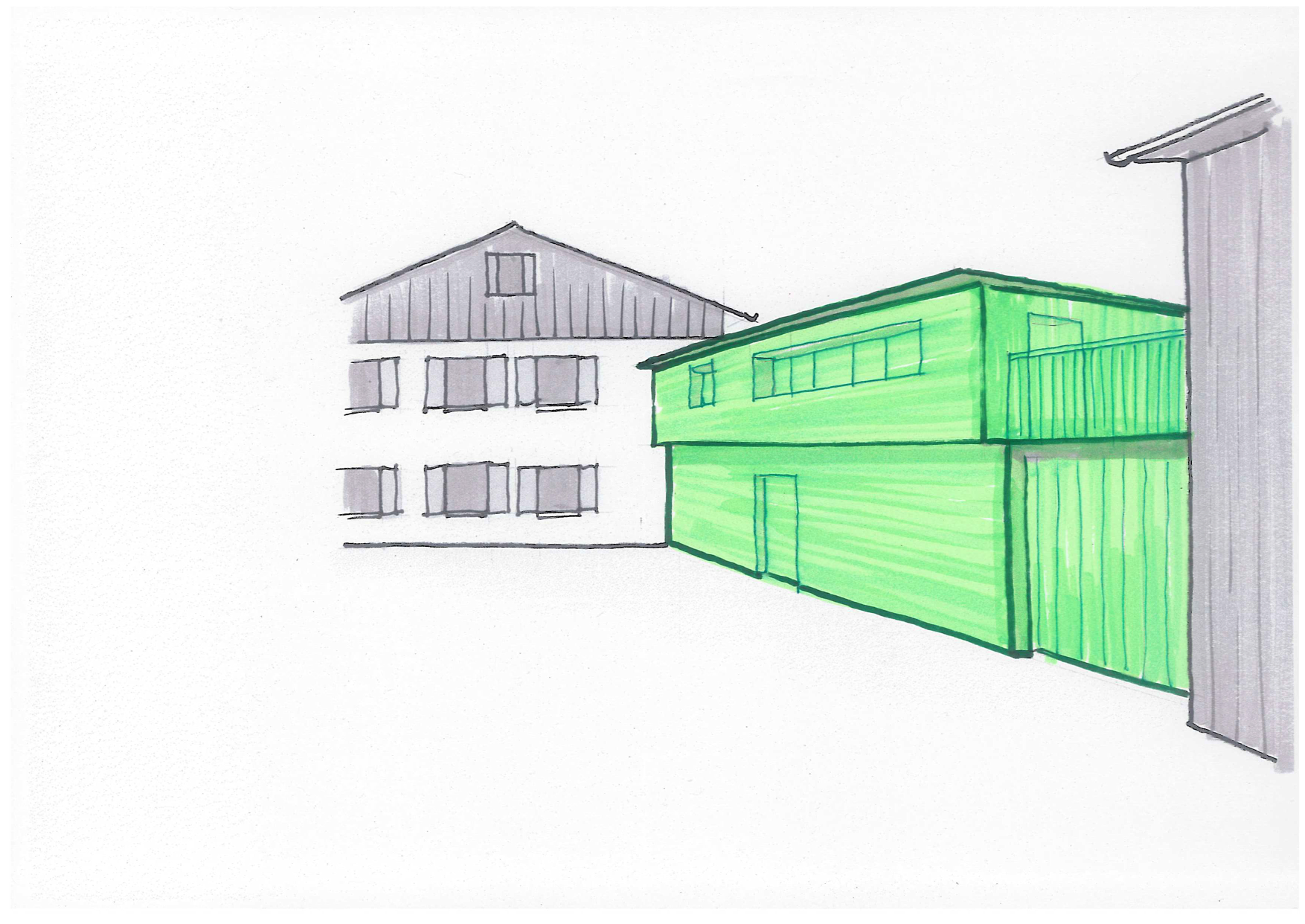 Beispiel für die gewünschte Einpassung eines landwirtschaftlichen Wohngebäudes