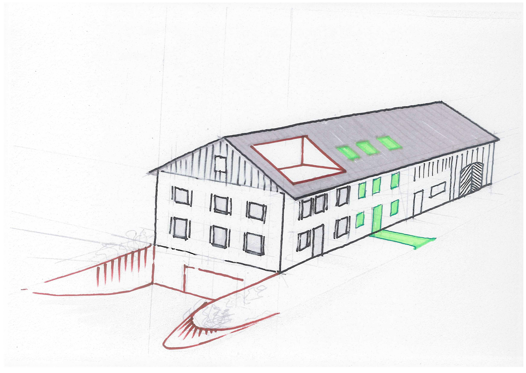 Beispiel für die gewünschte Gestaltung eines landwirtschaftlichen Wohngebäudes