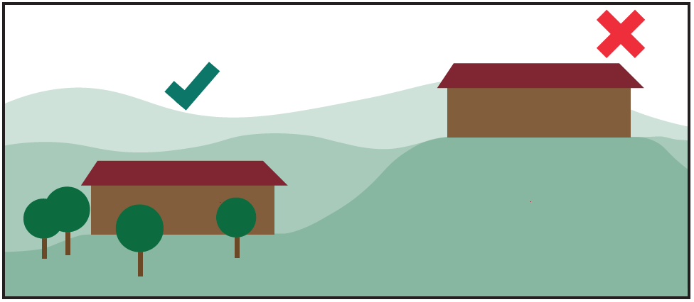 Grafik zur Platzierung von Bauten ins Terrain